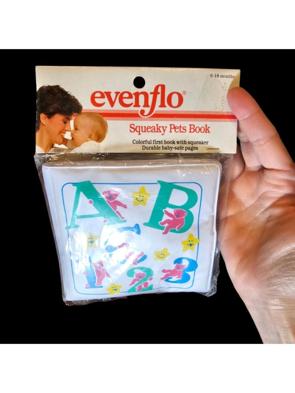 Vintage 1986 Evenflo Squeaky Pets Baby Bath Book ABC 123 Inchworms Sealed NOS